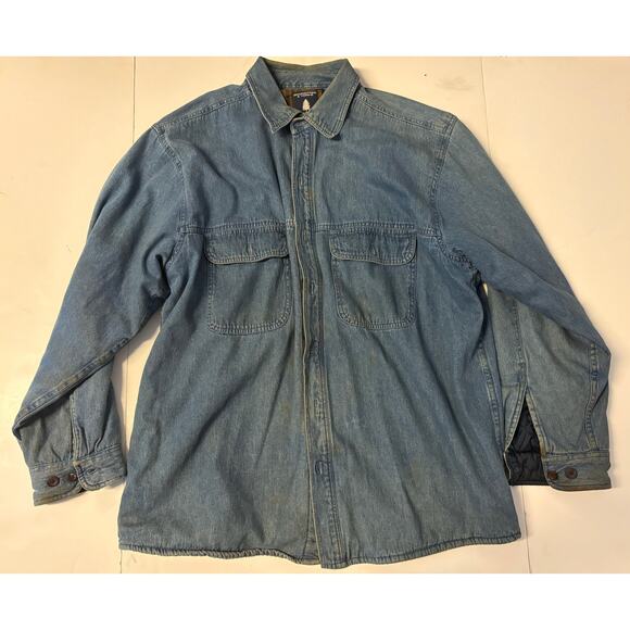 Vintage Roundtree and Yorke outdoors denim fleece jacket size large - Picture 1 of 8